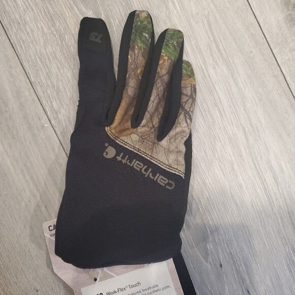 Carhartt Men's Black/Camouflauge Work Flex Touch Screen equipped Glove large - Picture 7 of 9